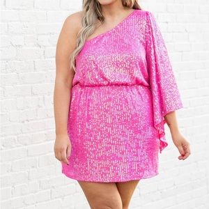 Plus Size Pink Sequin Dress